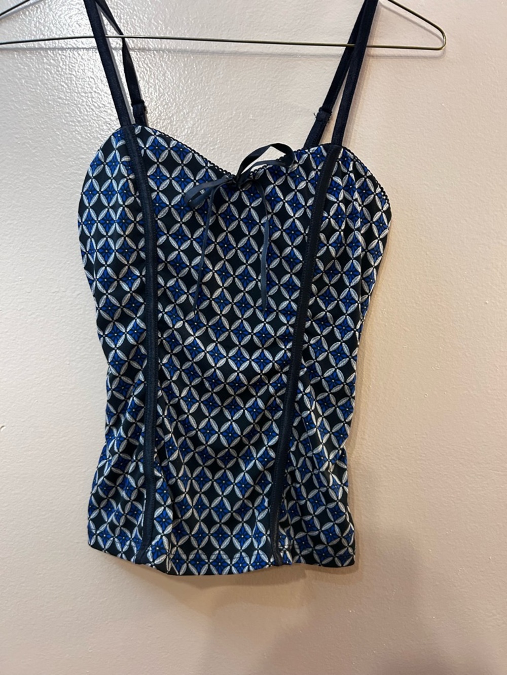 My Michelle Navy Geometric Bustier Cami Top